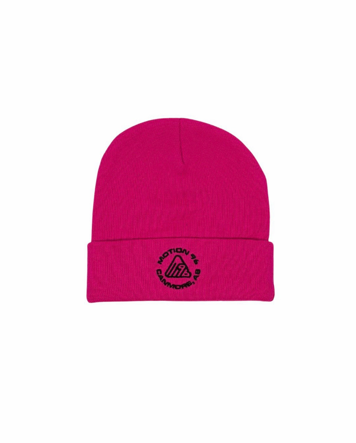 Pink beanie with "Motion 96, Canmore AB logo.