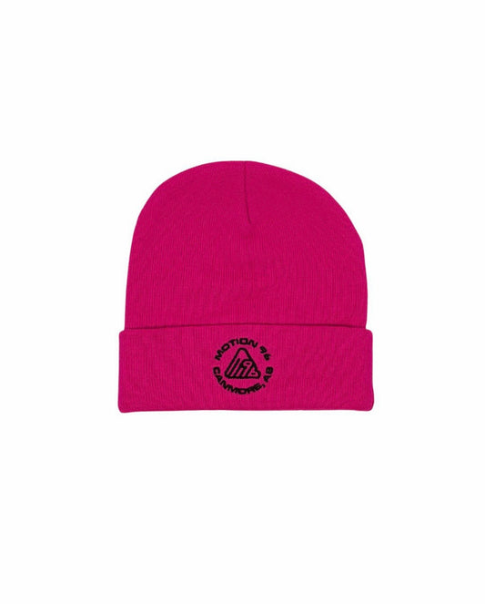 Pink beanie with "Motion 96, Canmore AB logo.